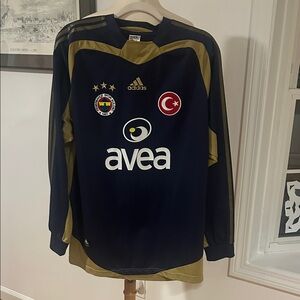 Adidas Dark Blue and Gold Long Sleeve Jersey